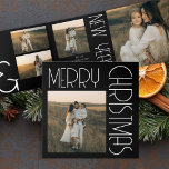 Programa Com Borda Tripla Natais vintages - Branco preto personalizado estét<br><div class="desc">Comemore a temporada em estilo com nosso programa estético personalizado preto-e-branco triplo de Natais vintages. Perfeito para aqueles que amam o encanto dos cartões de Natal retrorados, esta design tripla combina elegância nostálgica com personalização moderna. Apresentando uma colagem de fotos de 8 famílias, esta placa in a box permite que...</div>