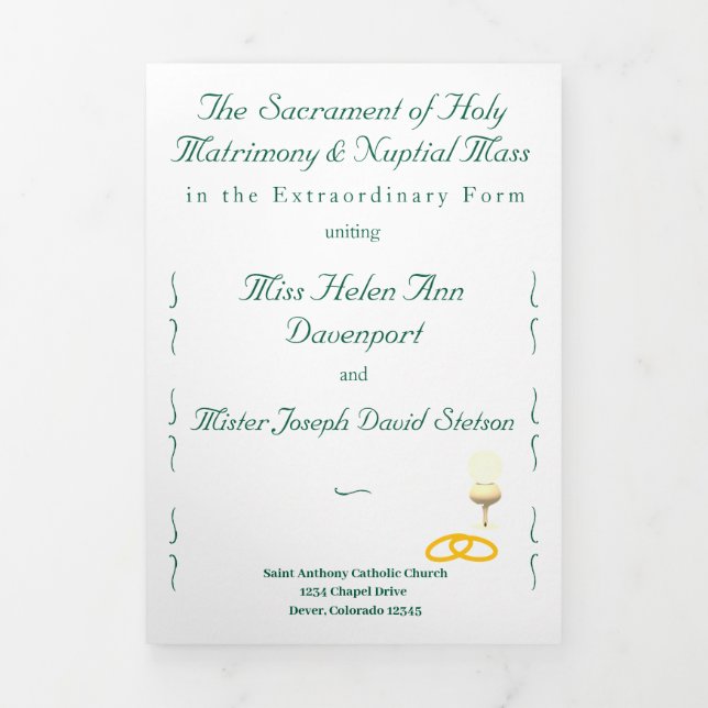 Programa Com Borda Tripla Nuptial Grace Catholic Wedding (Cobrir)