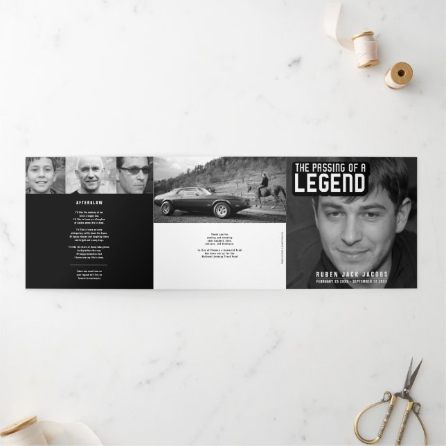 Programa Com Borda Tripla Passagem de uma lenda Serviço Funeral mono 12 foto (Fora)