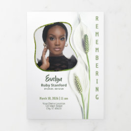 Programa Com Borda Tripla Peace Lily Modern Frame 35‑Photo Funeral