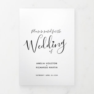 Programa Com Borda Tripla Pequeno roteiro de coração branco casamento preto