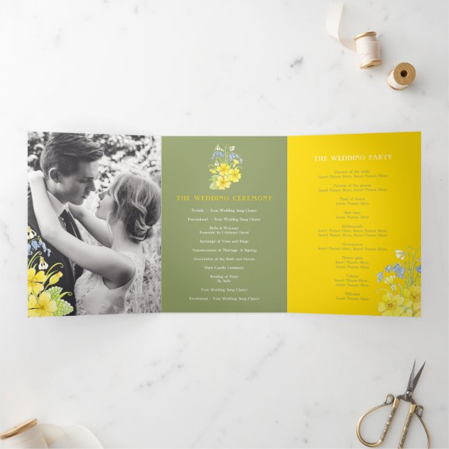 Programa Com Borda Tripla Primavera bluebeldes primatas branco, casamento ve (Dentro)