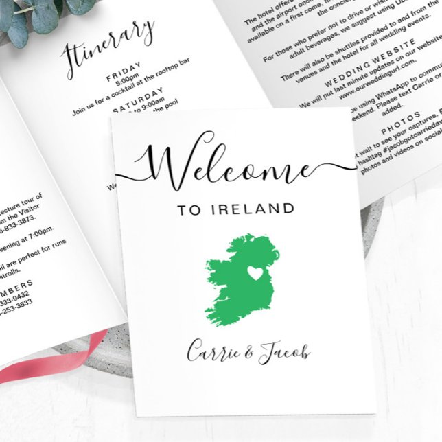 Programa Com Borda Tripla Qualquer Letra Itinerária de Boas-Vindas da Irland (Ireland Wedding Welcome Letter & Itinerary)