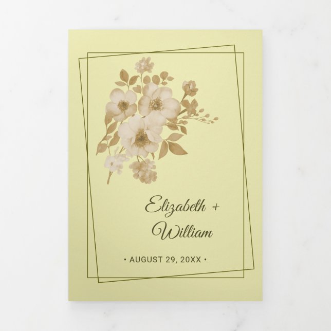 Programa Com Borda Tripla Rosa - Casamento Amarelo Celestial (Cobrir)