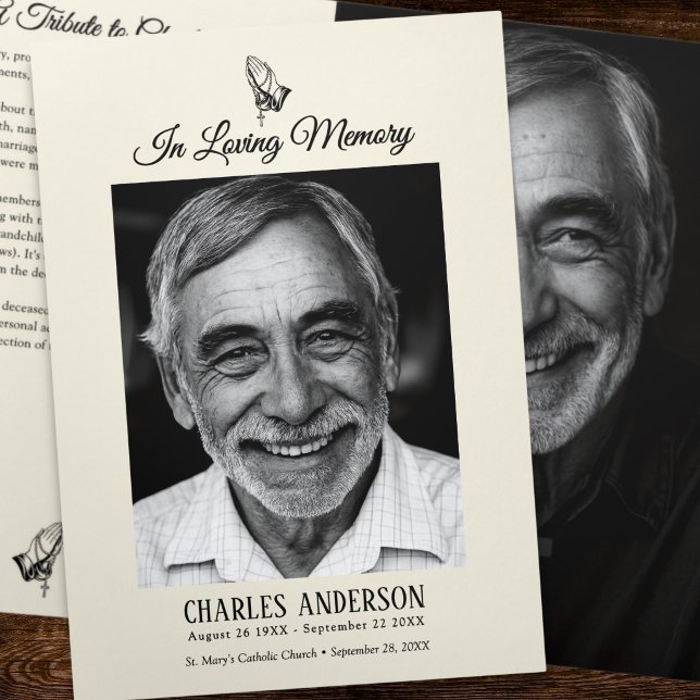 Programa Com Borda Tripla Rosário Católico Clássico Elegante Funeral/Memoria (Criador carregado)