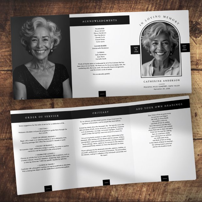 Programa Com Borda Tripla Serviço Funeral/Memorial de 2 Fotografias Minimali (Criador carregado)