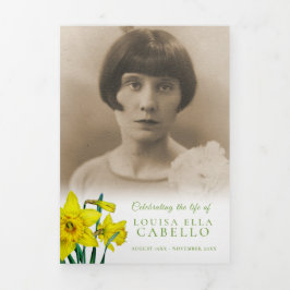 Programa Com Borda Tripla Serviço funerário primavera amarelo daffodils foto
