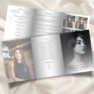 Programa Com Borda Tripla Serviços Funerários Elegantes de Mármore Negro e B