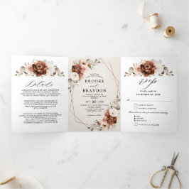 Programa Com Borda Tripla Terracotta Pampas Grass Rustic Casamento Geométric