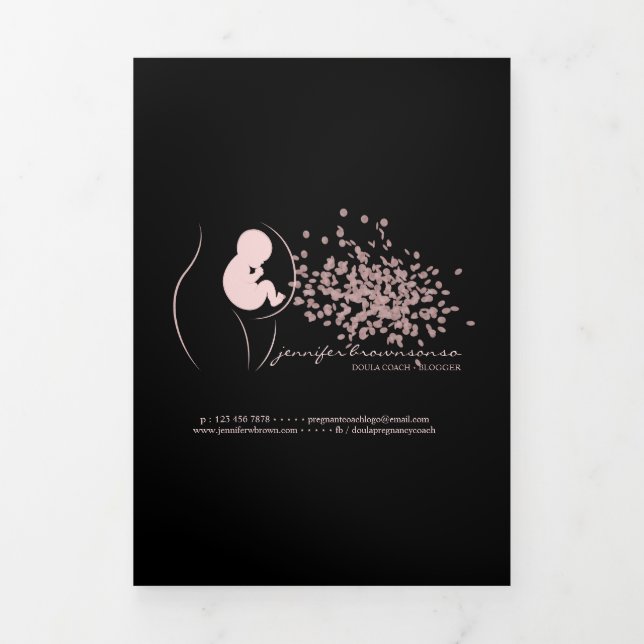 Programa Com Borda Tripla Treinadora de Nascimento de Doula Preta Bebê Servi (Cobrir)