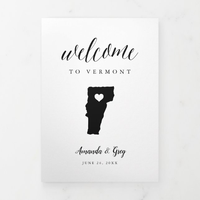 Programa Com Borda Tripla Vermont Wedding - Letra de Boas-vindas e Itinerári (Cobrir)