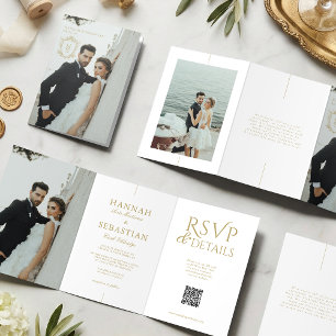 Programa Com Borda Tripla Vintage Crest Casamento de Vintage com Velho Convi