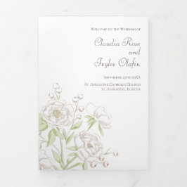 Programa Com Borda Tripla White Rose Classic Wedding Programs