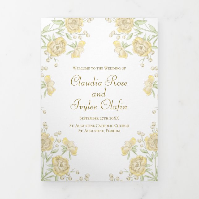 Programa Com Borda Tripla Yellow Rose Wedding (Cobrir)