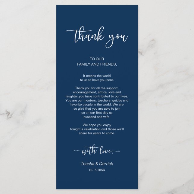 Programa Configuração de local jantado Obrigado, Marinho Az (Frente)