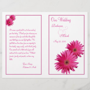 Programa cor-de-rosa do casamento da flor da