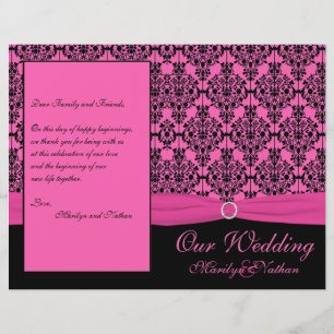 Programa cor-de-rosa e preto do casamento tema