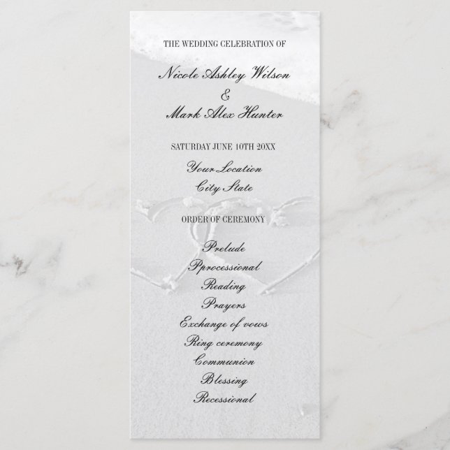 Programa Coração desenhado na praia e na cerimônia de casam (Frente)