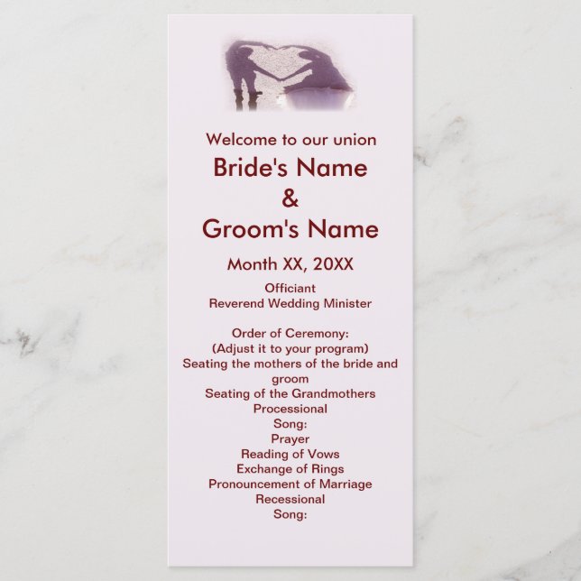 Programa Coração Silhouette Casal Bridal em Casamento de Ar (Frente)