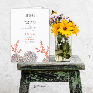 Programa Coral Watercolor Beach Wedding Order