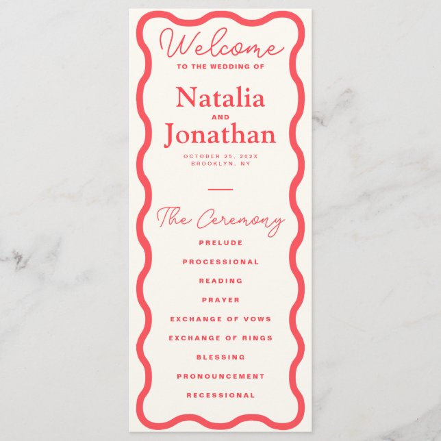 Programa Coral Wavy Retro Wedding (Frente)