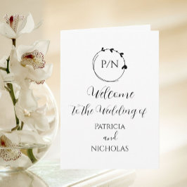 Programa Coroa de Coração Preto e Iniciais Casamento