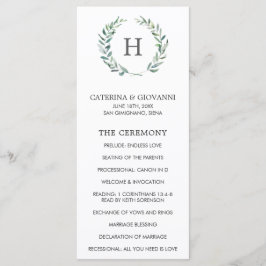 Programa Coroa de Verdura Rústica Monograma Casamento Elega