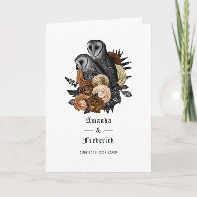 Programa Corujas Florais Âmbar Casamento Gótico (Frente)