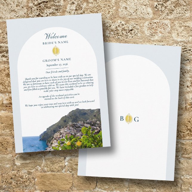 Programa Costa Amalfi Arco Itália Limões Casamento Itinerár (Amalfi Coast Arch Italy Lemons Wedding Itinerary Program)