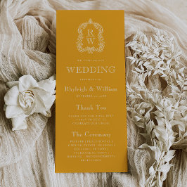 Programa Crest Monograma Calêndula Amarela Casamento