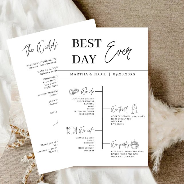 Programa Cronograma de Casamento do Dia Mais Incrível (Best Day Ever wedding timeline program keeps your day organized and stress-free with style.)