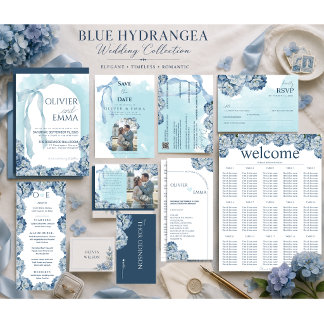 Programa Cronograma de Casamento Elegante com Hortênsias Az
