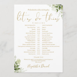 Programa Cronograma de Casamento Floral Verde Dourado