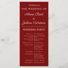 Programa Cronograma de Casamento Moderno Vermelho e Código 