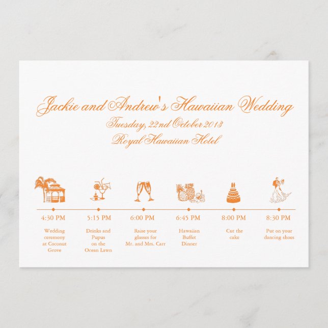 Programa Cronograma de Itinerário da Recepção de Casamento (Frente)