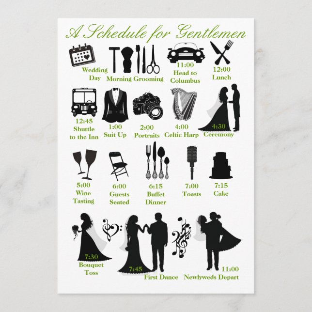 Programa Cronograma de Itinerário de Casamento para Padrinh (Frente)