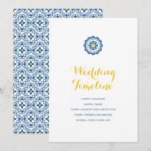 Programa Cronograma do Casamento Amarelo Azul-Azulejo do Me