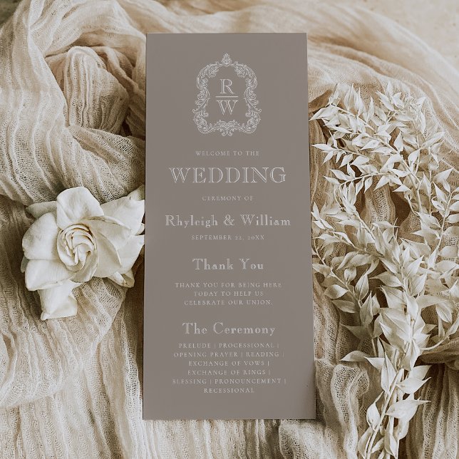 Programa Cume de Monograma Bege Casamento (Criador carregado)