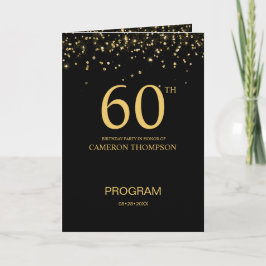 Programa Custom Elegant Black & Gold confetti 60th Birthday