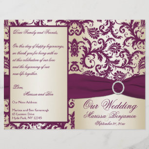 Programa da ameixa e do casamento tema damasco de