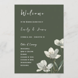 Programa Dark Sage Green Botanical Wedding