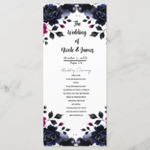 Programa de água-forte floral rosa magenta e azul