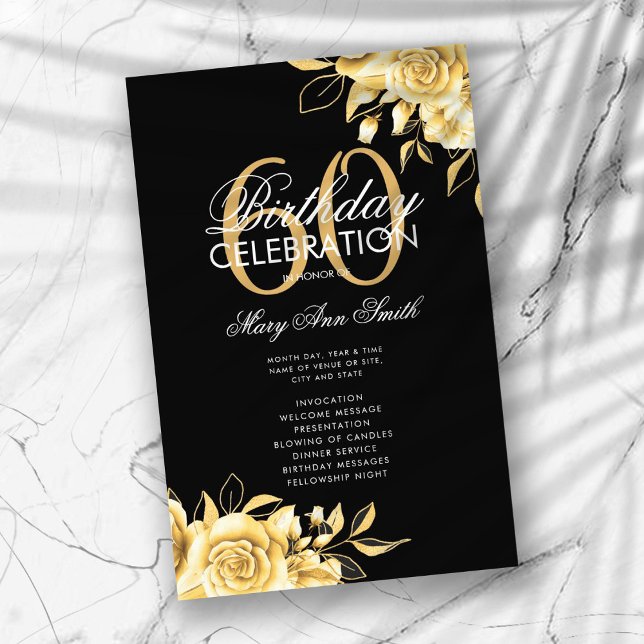 Programa de Aniversário de 60 anos Floral Dourado  (Criador carregado)