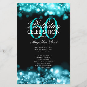 Programa de Aniversário de 60 anos Luzes Glam Teal