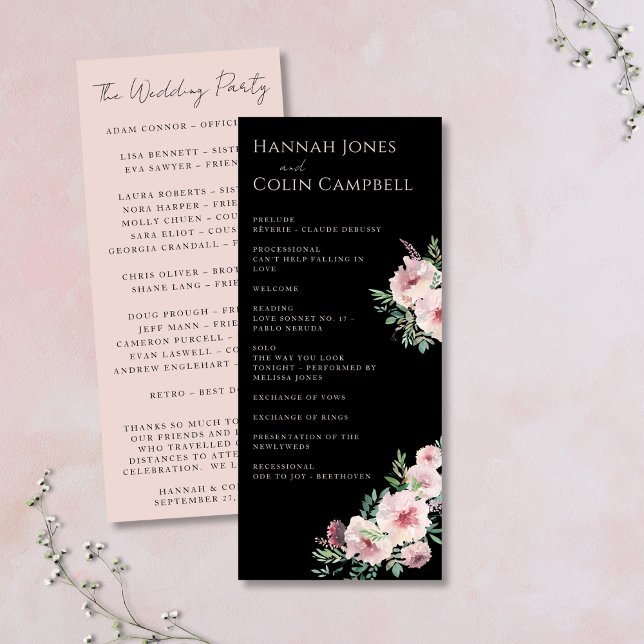 Programa de Aquarela Floral Elegante Blush & Black (Criador carregado)