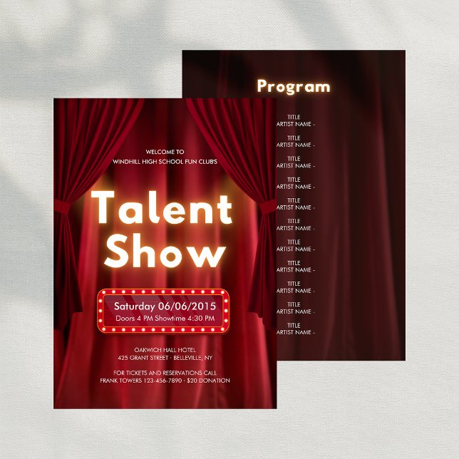 Programa de Artes Cênicas de Show de Talentos Edit (Editable Talent Show Performing Arts Program)