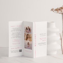 Programa de Bat Mitzvah Rosa e Branco Trifoliar