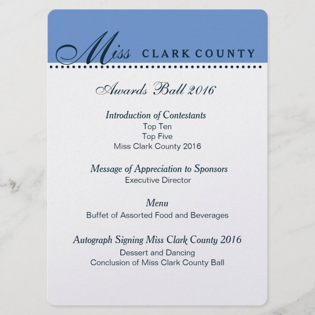 Programa de Bola de Prêmios Pageant em Champanhe (Frente)