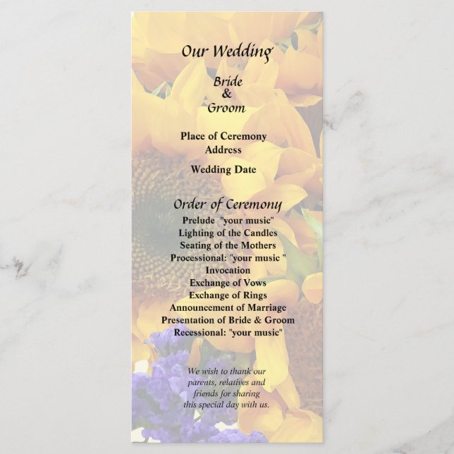 Programa de Buquê de Girassóis e Estática Roxa (Frente)