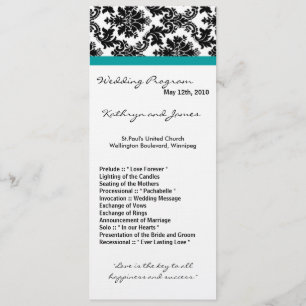 Programa de Casamento 4x9 - Turquesa de Teal Damas